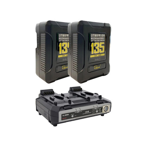 2x 135Wh V-Mount Battery + Double Charger Kit