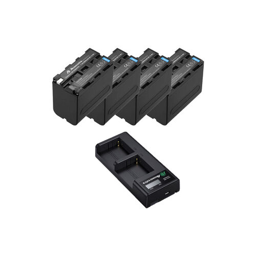 Powerextra NP-F970 4x Battery w/ Double Charger Kit