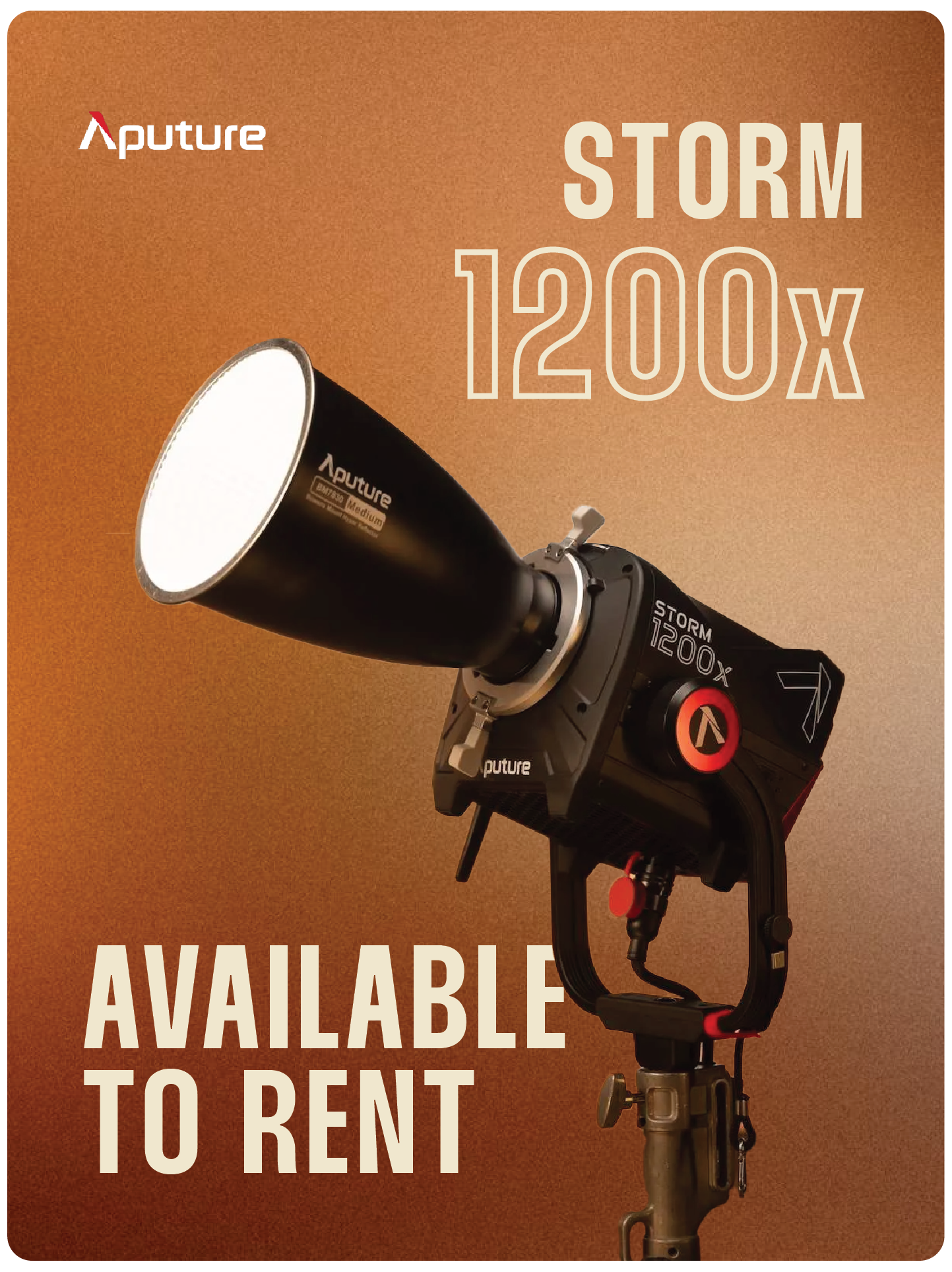 Aputure Storm 1200x available to rent.