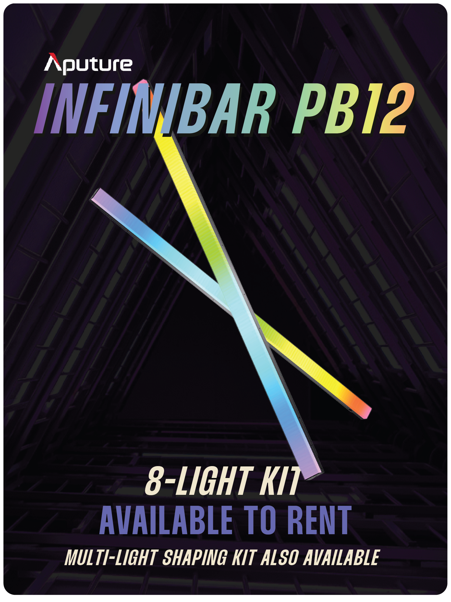 Aputure Infinibar PB12 eight-light kit available to rent.