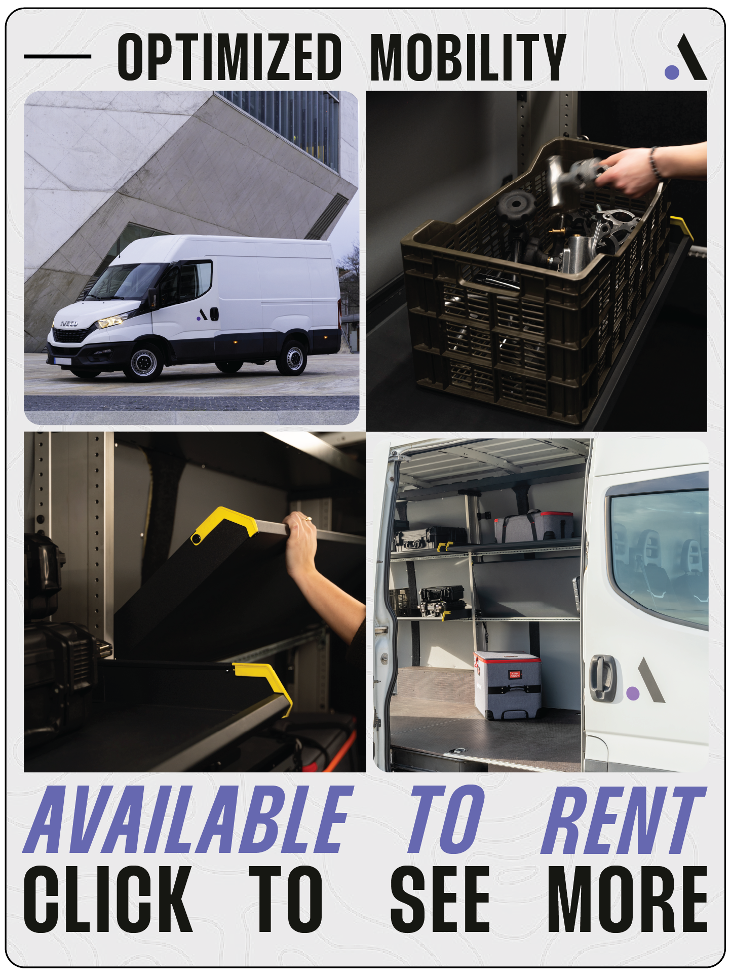 Optimized mobility van service available to rent.