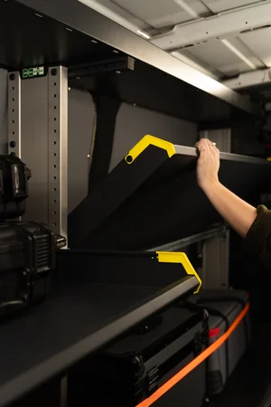 Opening a folding shelf
